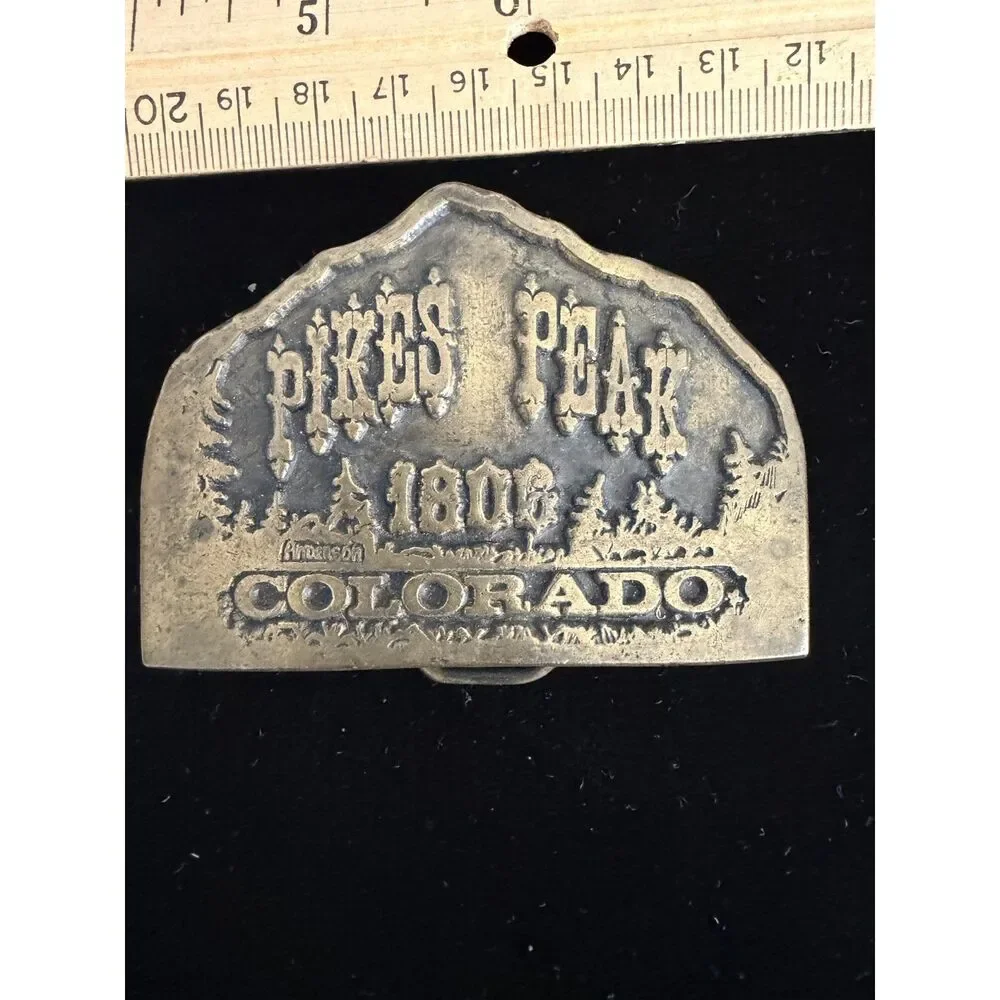 Vintage Heavy brass Pikes peak belt buckle